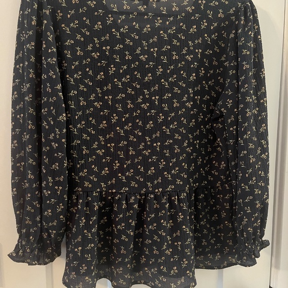 Madewell Puff-Sleeve Peplum Wrap Top in Spring Fling Small Floral Small Blue - Picture 5 of 12